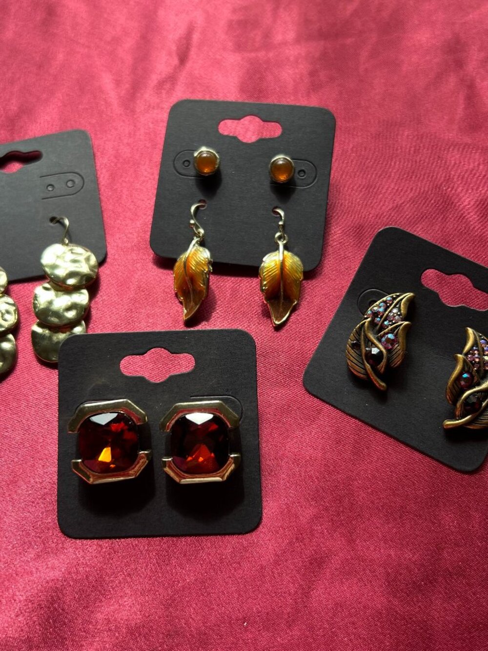 Lot of 5 Pairs Leaf , Fall themed, Gold/Silver Tone, Signed/Unsigned
